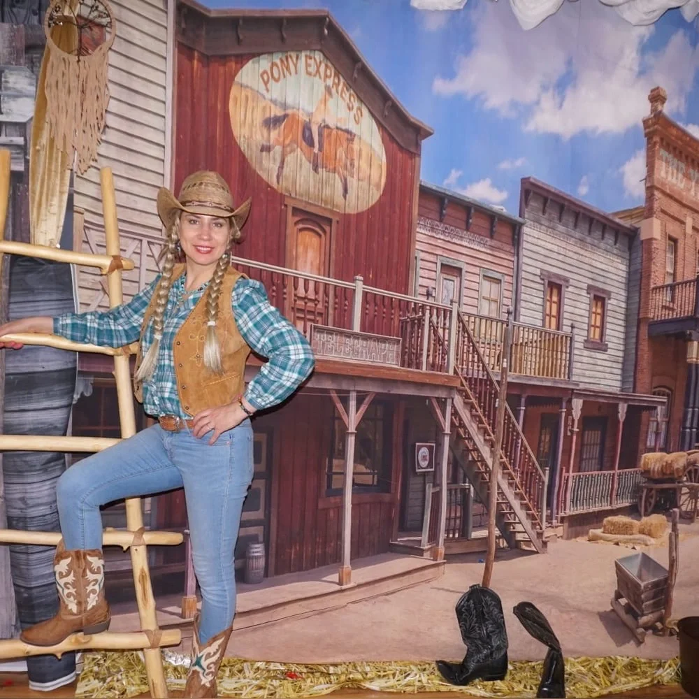 Western Town Building Set vinyl background Desert Landscape size 12x10 ft
